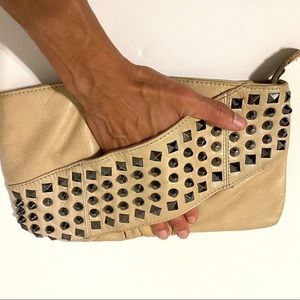 Studded Romygold Leather Clutch